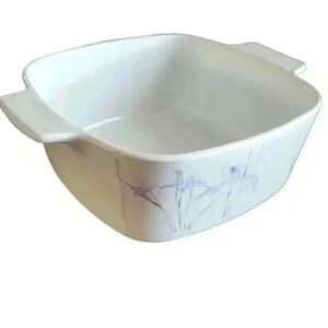 Corningware White Baking Dish with Blue Floral Accents